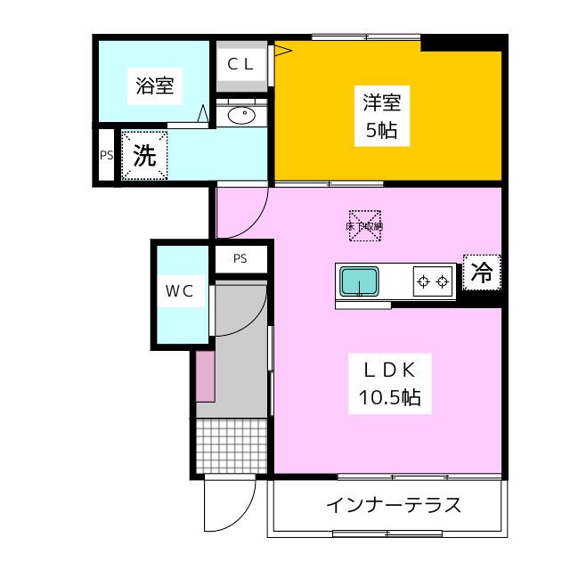 リーブルファイン相模原中央区中央(1LDK/1階)の間取り写真