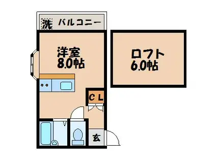 スカイヒルズ緑ヶ丘(ワンルーム/1階)の間取り写真