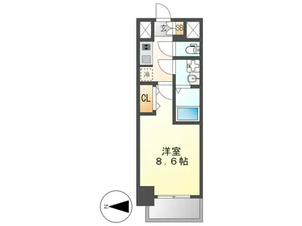 S-RESIDENCE金山ウエストエスレジデンス(1K/9階)の間取り写真