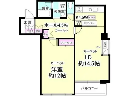 市ヶ谷ヒルハウス(1LDK/2階)の間取り写真