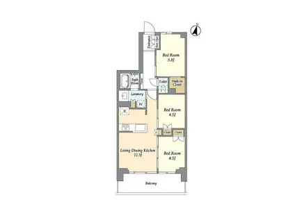 グランカーサ川口青木町公園(3LDK/5階)の間取り写真