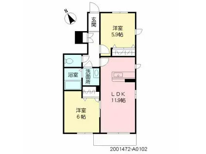 メゾンJUN(2LDK/1階)の間取り写真