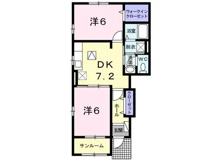 ラピス・ティティシア(2DK/1階)の間取り写真