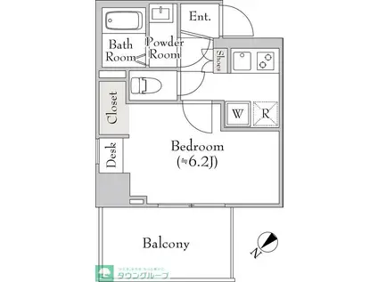 リテラス白金台ヒルズ(1K/6階)の間取り写真
