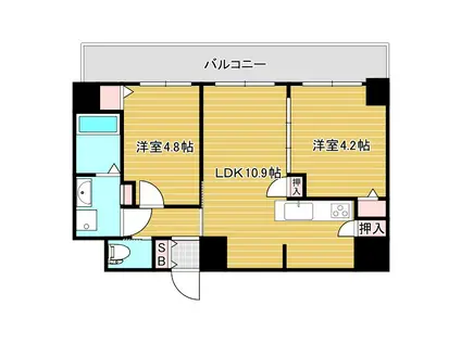 リヴェント福島野田(2LDK/10階)の間取り写真