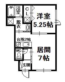 スマイルハート(1DK/1階)の間取り写真