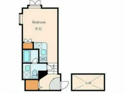 CHAT LAPIN 南麻布(ワンルーム/2階)の間取り写真