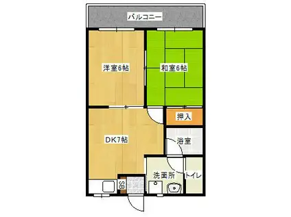 ジュネスⅡ(2DK/3階)の間取り写真