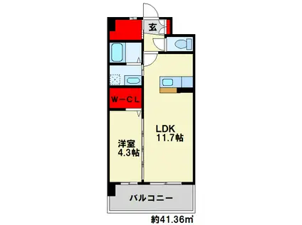 セレーノ行橋(1LDK/3階)の間取り写真