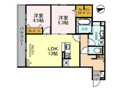 グランドール天美(2LDK/1階)の間取り写真