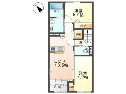 別府町新野辺アパート(2LDK/2階)の間取り写真