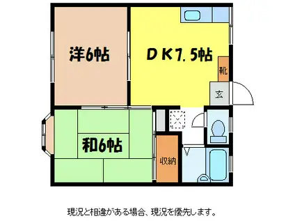 RESIDENCE SAKOH II(2DK/1階)の間取り写真