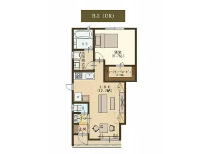 ユーソニアン妙高・渋江A(1LDK/1階)の間取り写真