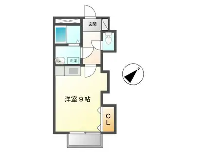 サンパティーク(ワンルーム/2階)の間取り写真