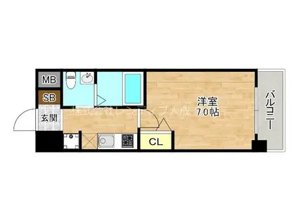 セレニテオズ北巽(1K/11階)の間取り写真