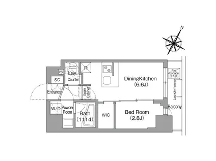 コンフォリア・リヴ新中野サウス(1DK/8階)の間取り写真