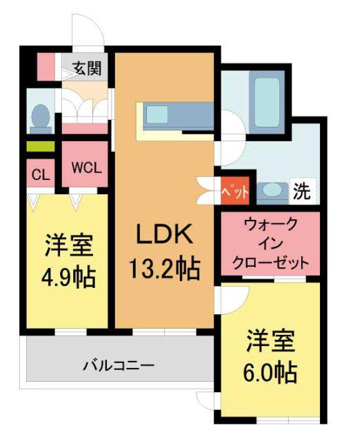 ベル アントレ 西宮(2LDK/3階)の間取り写真