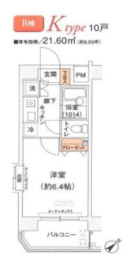 DUO・CREA西五反田(1K/9階)の間取り写真