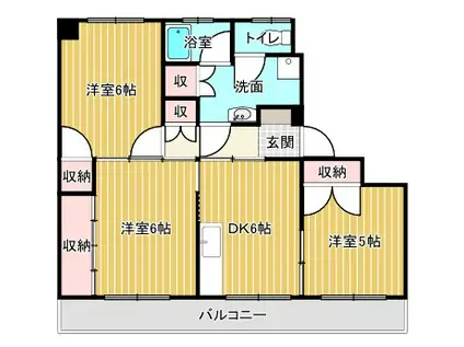 バンベール神宮(3DK/5階)の間取り写真