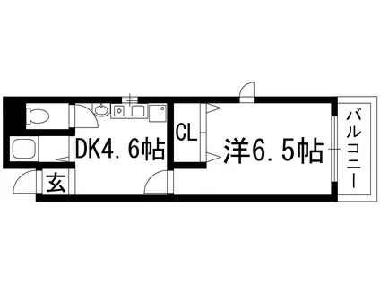 カーサ芙蓉(1DK/3階)の間取り写真