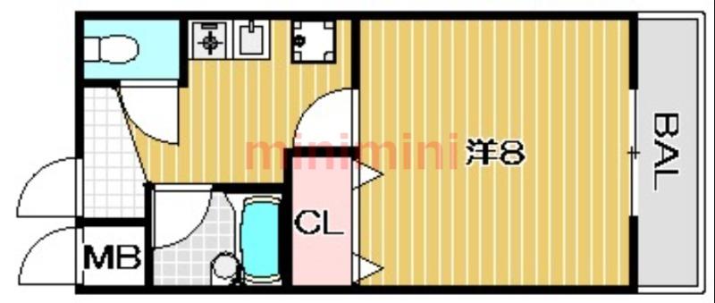 メゾネット高槻(1K/1階)の間取り写真