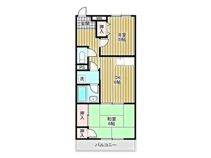 リガヤハイツ(2DK/2階)の間取り写真