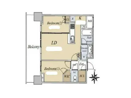 シティタワー東梅田パークフロント(2LDK/11階)の間取り写真