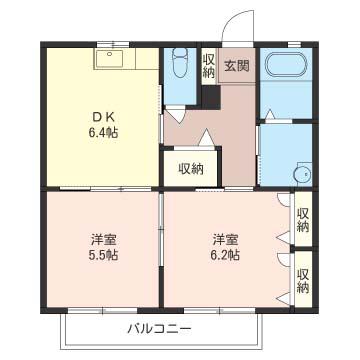SHM VILLAGE・ALUS(2DK/2階)の間取り写真