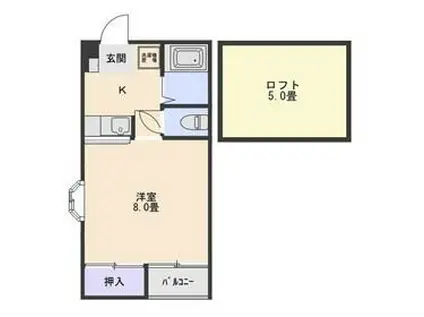 ウエストコートつかさI(1K/2階)の間取り写真