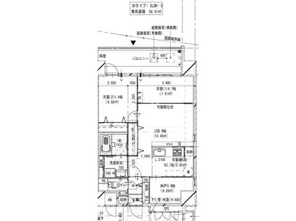 MODERN PALAZZO住吉(2LDK/13階)の間取り写真
