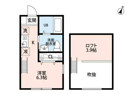 クレイス町田(ワンルーム/2階)の間取り写真