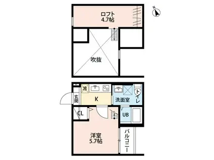 カサ・ピノ(1K/1階)の間取り写真