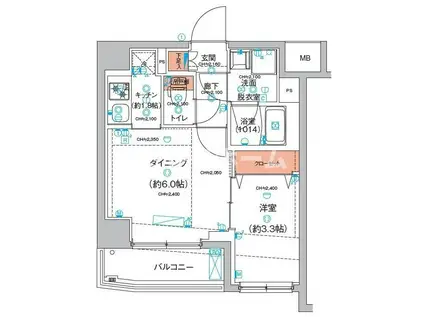 ハーモニーレジデンス東京羽田スカイブリッジ(2K/5階)の間取り写真