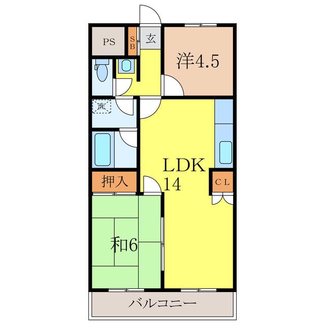 クイーンハイツ静峰(2LDK/1階)の間取り写真