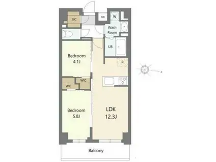 エスレジデンス東浦和アグア(2LDK/2階)の間取り写真