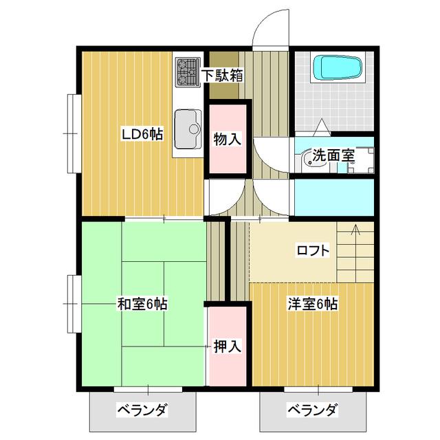 シャロム水汲(2DK/2階)の間取り写真