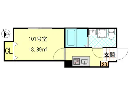 CFジオーレ小菅(1K/1階)の間取り写真