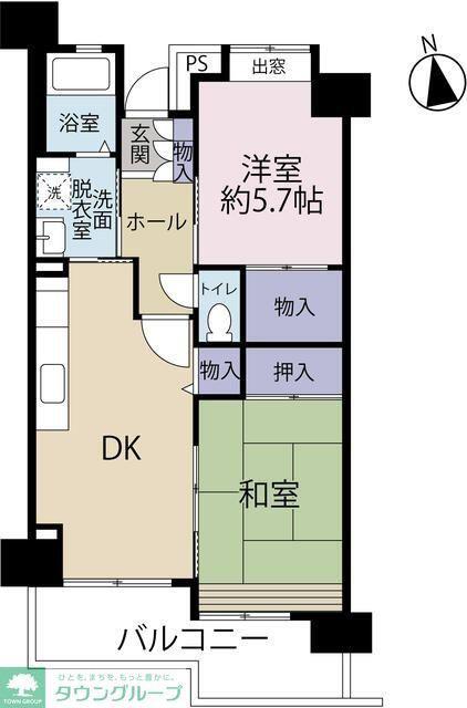 コーポレート川口栄町(2DK/7階)の間取り写真
