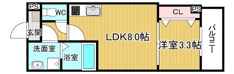シエーナ川西中央3(1LDK/1階)の間取り写真