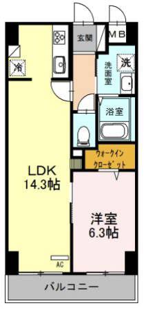 グランチェスタ(1LDK/4階)の間取り写真