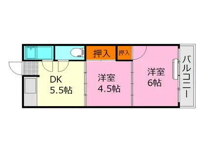 第一ゆうきアパート(2DK/2階)の間取り写真