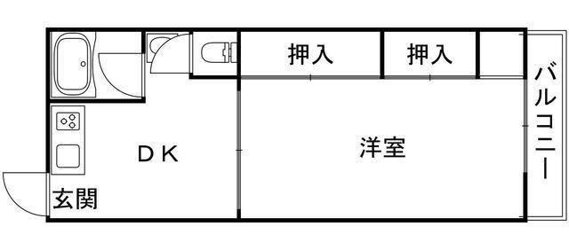 ハイクオリティ向陵(1DK/3階)の間取り写真