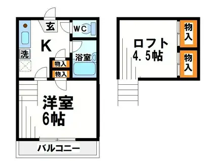 K・ドルセーメゾン(1K/2階)の間取り写真