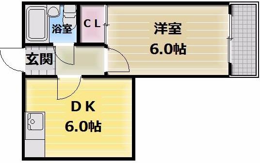OMレジデンス八戸ノ里(1DK/4階)の間取り写真