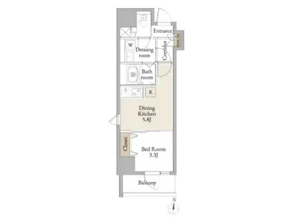 LIVECASA平塚(1DK/3階)の間取り写真