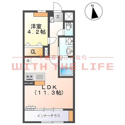 ソラーレ鳥栖(1LDK/1階)の間取り写真