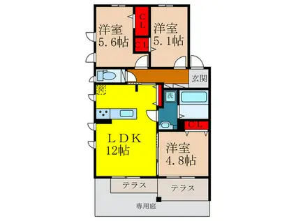 EMINENCE A棟(3LDK/1階)の間取り写真