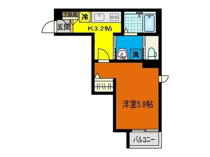 リバーサイド スクエア(1K/2階)の間取り写真