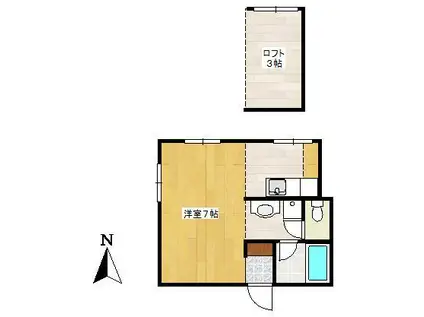 ロイヤルハイツセリーヌ(ワンルーム/1階)の間取り写真