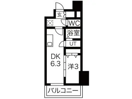 メイクスWアート名駅南III(1DK/2階)の間取り写真